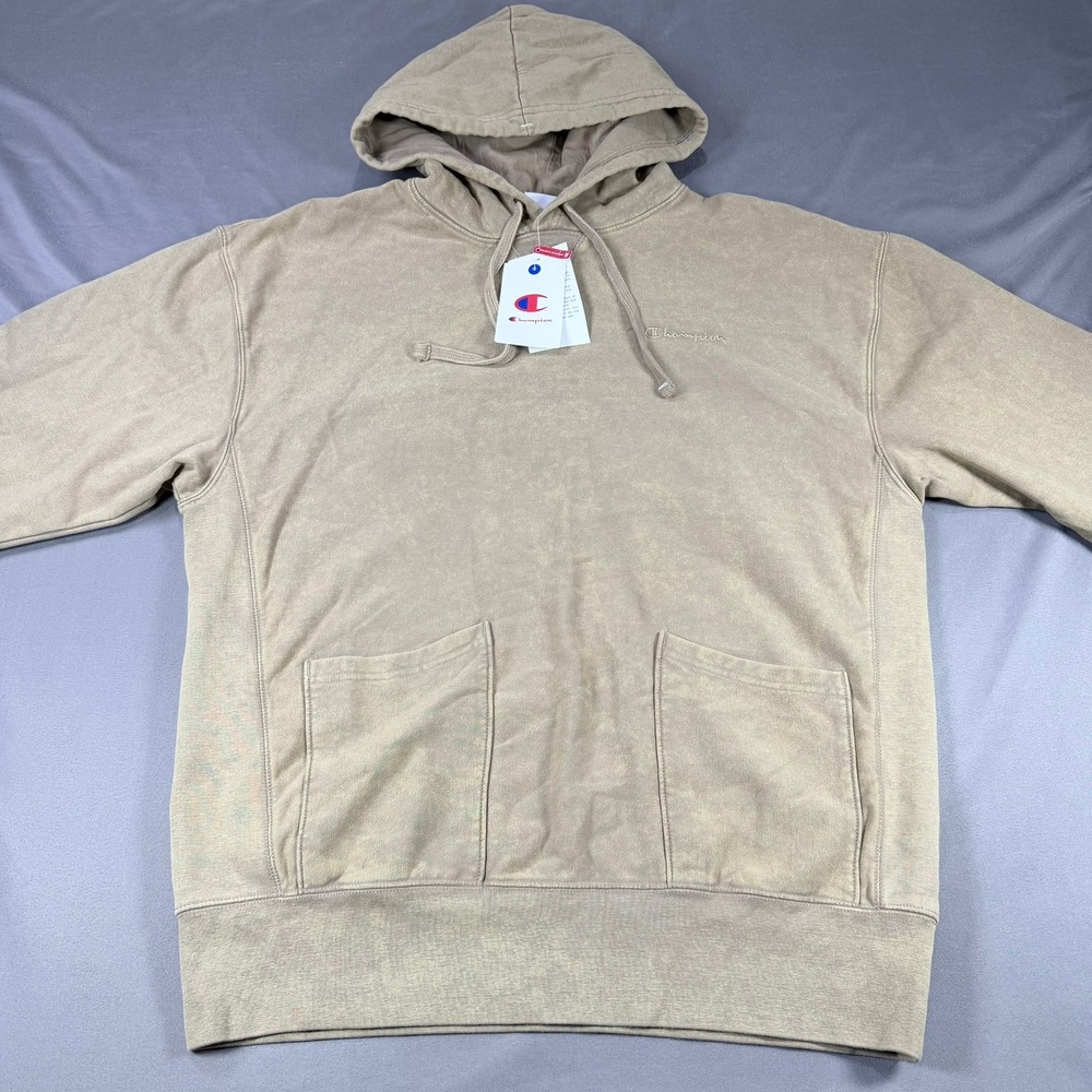 Champion Mens S Khaki Cotton Rewind Vintage Wash Pullover Hoodie CPM253FH03011 - Picture 10 of 10